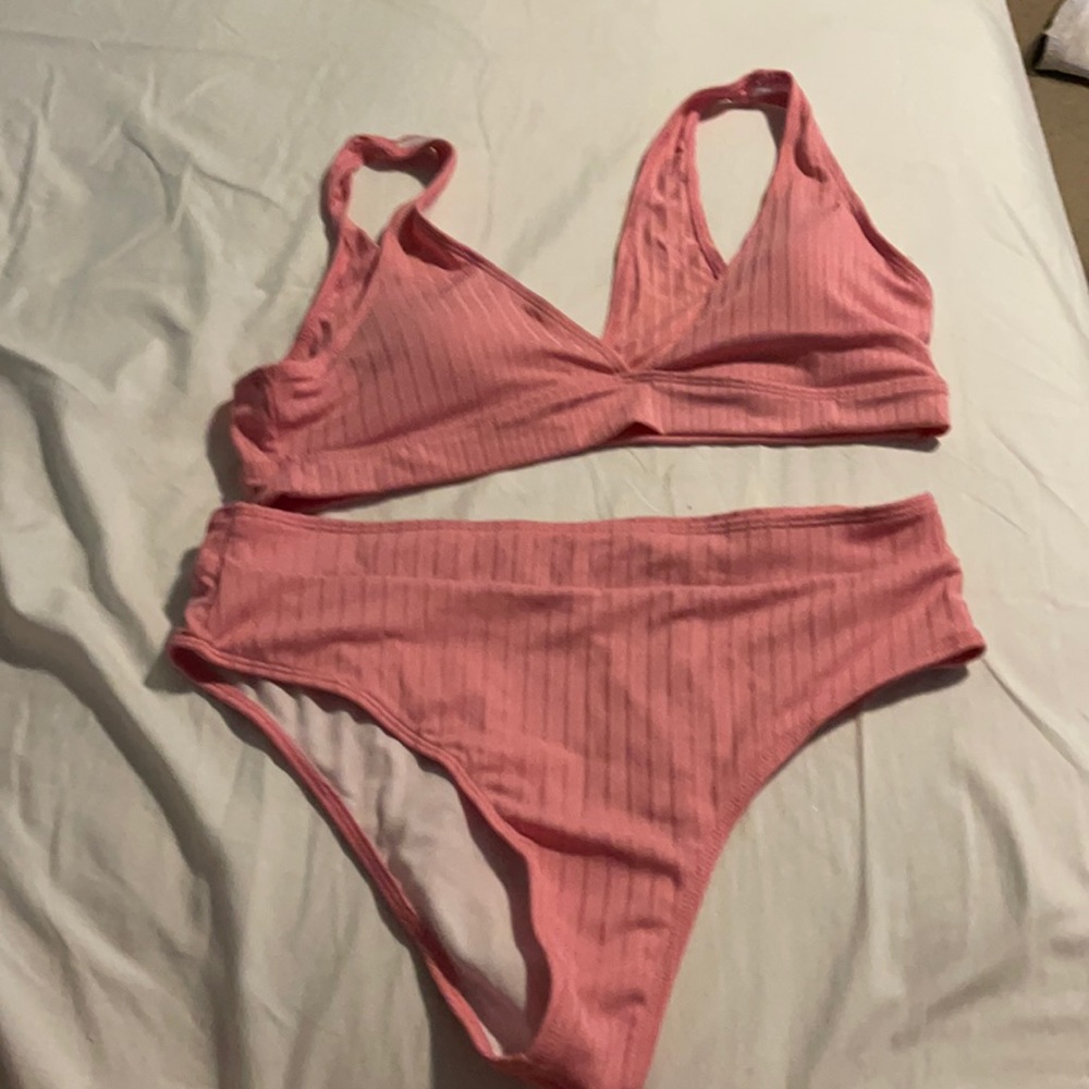 brand new pink shein swimsuit set